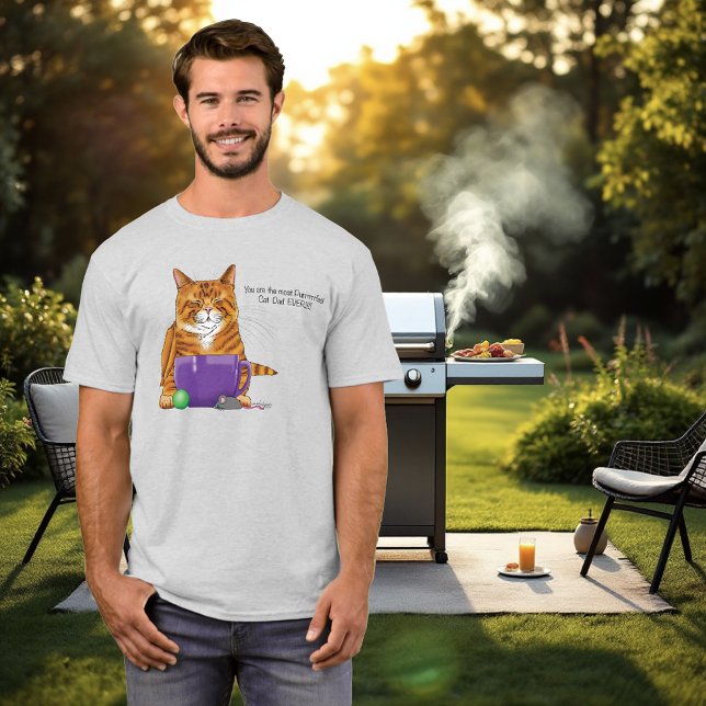 Camiseta Adorable Gato Naranja Día del Padre Púrpura  (Subido por el creador)