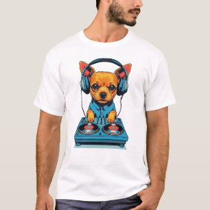 Camiseta Adorable Ginger Small Dog DJ con audífonos