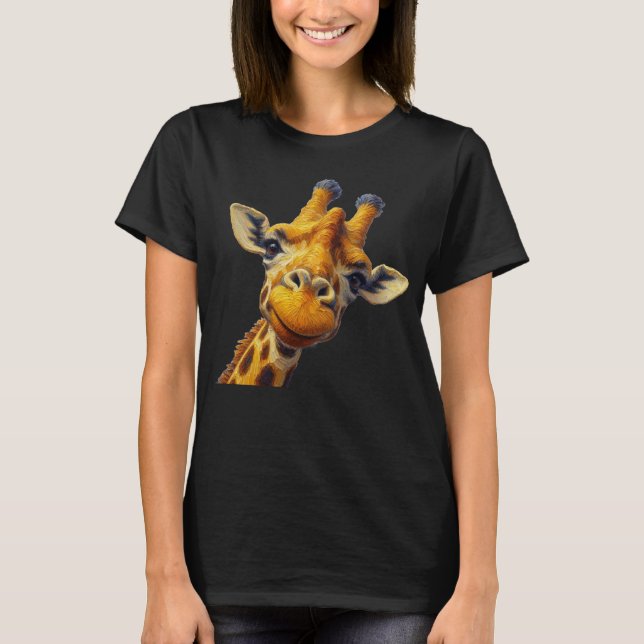 Camiseta Adorable Giraffe Estilo de pintura de aceite de ca (Anverso)