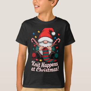 Camiseta Adorable Gnome de Punto de Navidad Hilo de Navidad