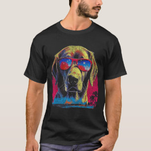 Camiseta Adorable Golden Retriever con gafas de sol años 80
