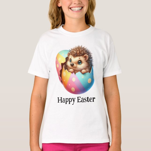 Camiseta Adorable Graciosa Cuta Pascua Bebé Hedgehog (Anverso)