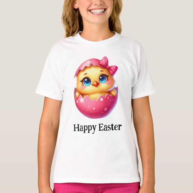 Camiseta Adorable Gracioso Cute Pascua Bebé Chick Huevo ros (Anverso)
