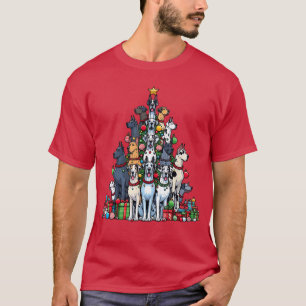 Camiseta Adorable Gran Danés árbol de Navidad Perro Mujer H