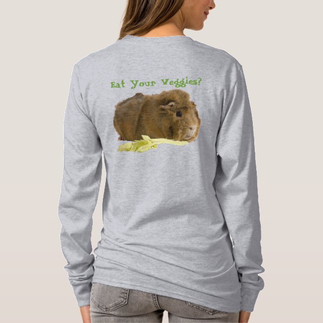 Camiseta Adorable Guinea Cerdo Comer Celería Delantera Foto (Reverso)