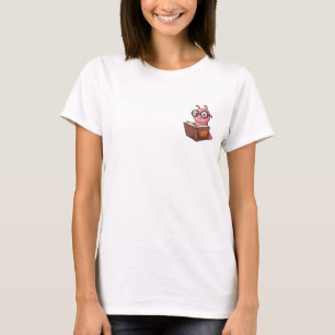 Camiseta Adorable Gusano de Libro Rosa y Empollón Leyendo