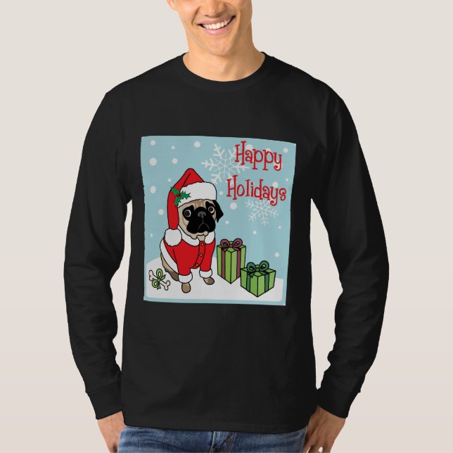 Camiseta Adorable Happy Holidays Navidades Pug Classic T-Sh (Anverso)