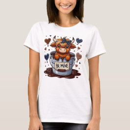 Camiseta Adorable Highland Cow El día de San Valentín
