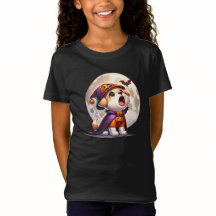 Adorable Howling Halloween Pup Under the Moon