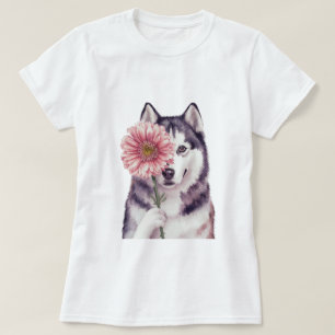 Camiseta Adorable Husky Watercolor Ilustracion