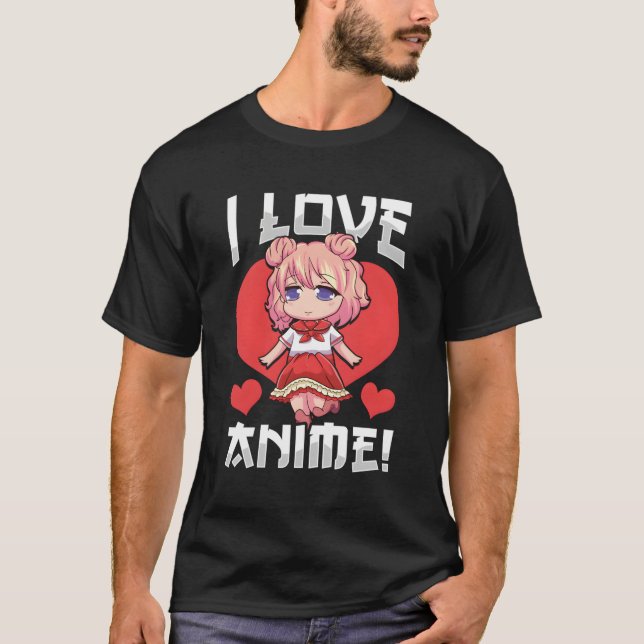 Camiseta Adorable I Love Anime Chica Japanese Kawaii (Anverso)