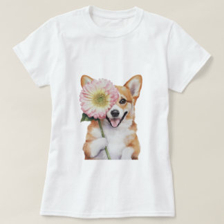 Camiseta Adorable Ilustracion de acuarela Corgi