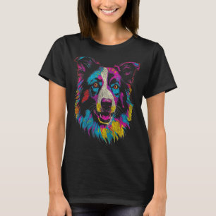 Camiseta Adorable Ilustracion De Arte Pop De Border Collie 