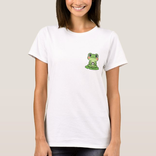 Camiseta Adorable Kawaii Frog Sitting on Lily Pad (Anverso)