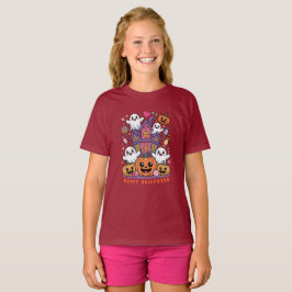 Camiseta Adorable Kawaii Halloween | Fantasma Feliz y Calab
