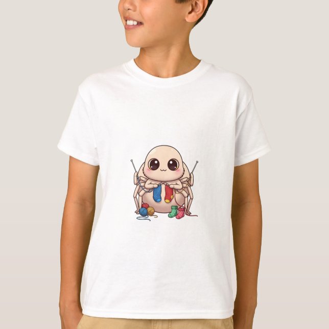 Camiseta Adorable Knitting Spider Character Kids (Anverso)
