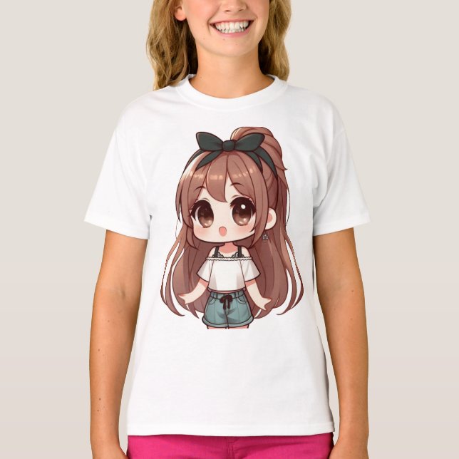 Camiseta Adorable lindo Personalizado Chica (Anverso)