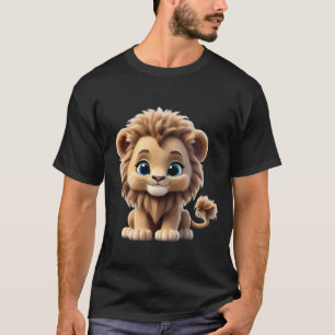 Camiseta Adorable Lion Cub Sitting Portrait Illustration