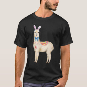 Camiseta Adorable Llama de Pascua Conejo Orejas Llama Bow T