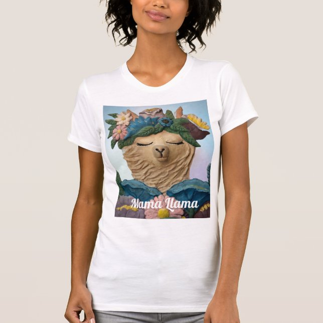 Camiseta Adorable Mama Llama pintando un té (Anverso)