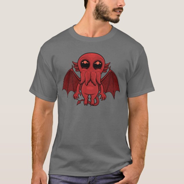 Camiseta Adorable Monstruo del Mar de Cthulhu Rojo (Anverso)