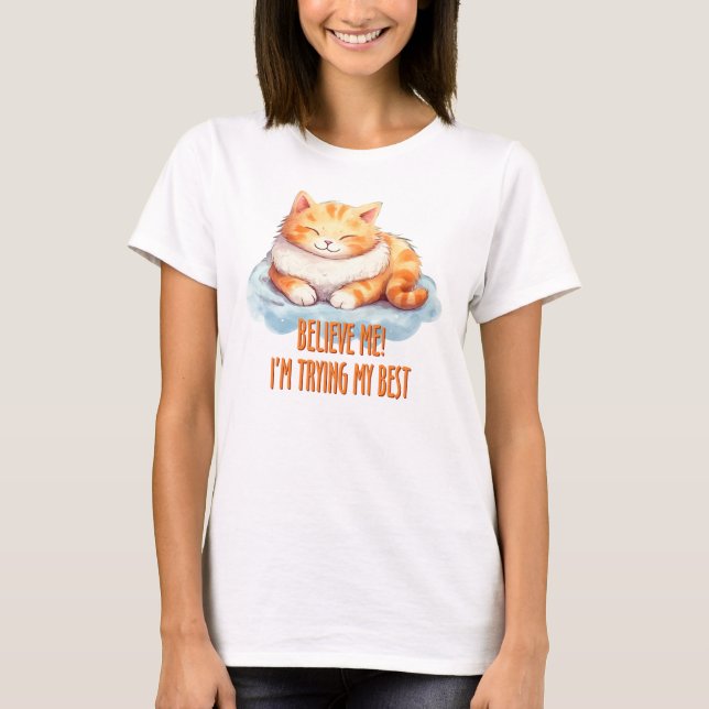 Camiseta Adorable Naranja Tabby Cat- Estoy probando lo mejo (Anverso)