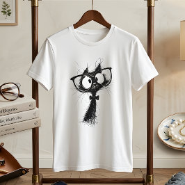 Camiseta  Adorable Nerd Cat with Glasses & Bowtie Women's