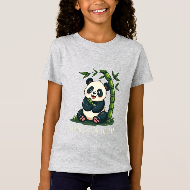 Camiseta Adorable Panda Abrazando Bamboo Personalizado arte (Anverso)