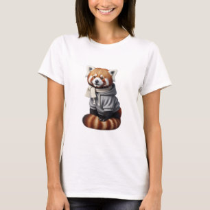 Camiseta Adorable Panda Rojo con Sudadera Invernal Acogedor