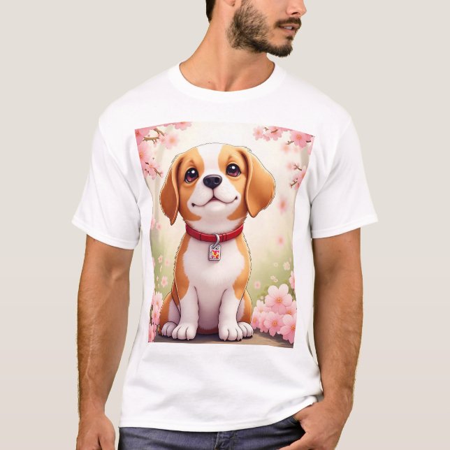 Camiseta Adorable para perros y flores (Anverso)