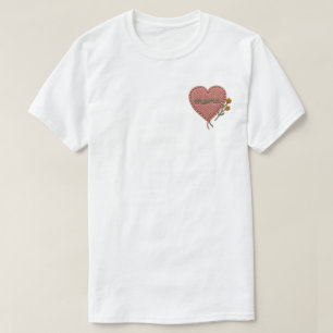 Camiseta Adorable parche de flor de mamá corazón rosa borda