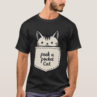 Camiseta Adorable Peek-a-Pocket Cat Peeking Cute Feline