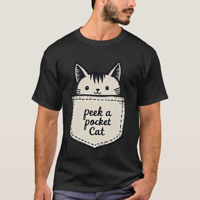 Camiseta Adorable Peek-a-Pocket Cat Peeking Cute Feline (Anverso)