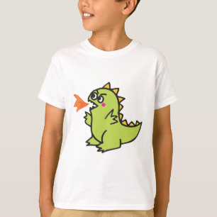 Camiseta adorable pequeño dragón monstruo verde de fuego