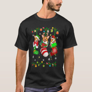 Camiseta Adorable perro Corgi con calcetines de Navidad mas