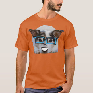 Camiseta adorable perro nerd con gafas