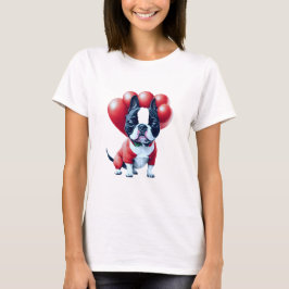 Camiseta Adorable Perro Terrier de Boston celebrando San Va
