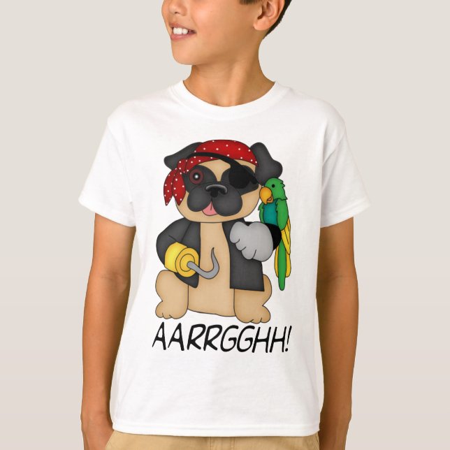 Camiseta Adorable Personalizable Fawn Pug Pirate Tees (Anverso)