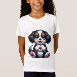 Camiseta Adorable Personalizado Cachorro sosteniendo un cor