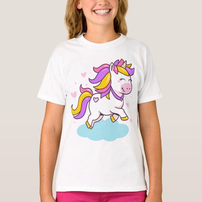 Camiseta Adorable Personalizado de Unicornio - Chicas malcr (Anverso)