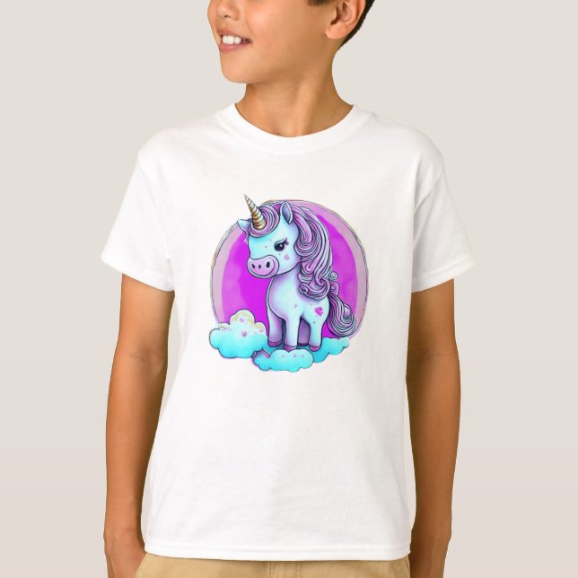 Camiseta Adorable Personalizado Unicornio Ilustracion sobre (Anverso)