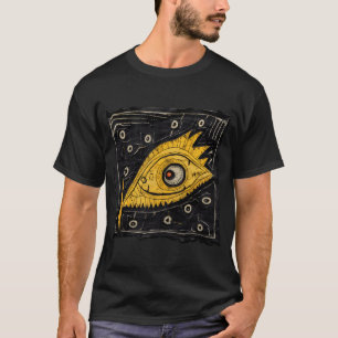 Camiseta Adorable Pez Monstruo Amarillo en un Misterioso Ne