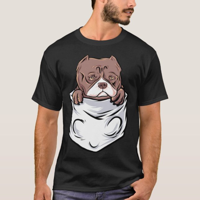 Camiseta Adorable Pit Bull Terrier Puppy  Cute Pocket (Anverso)