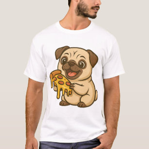 Camiseta Adorable pug de dibujos animados amante de la pizz