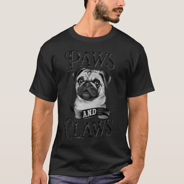 Camiseta Adorable Pug "Patas y Garras"  (Anverso)