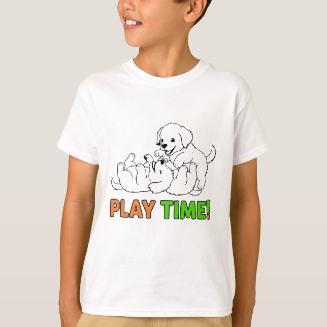 Camiseta Adorable Puppies Play Time - Cute Golden Retriever (Anverso)