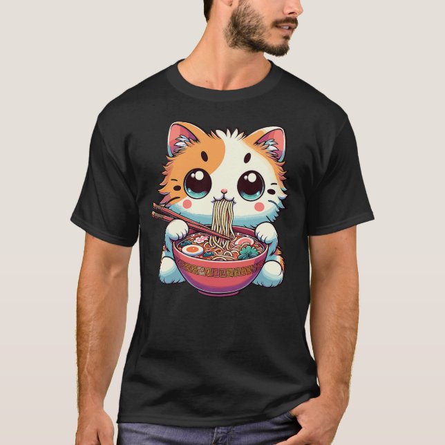 Camiseta Adorable Ramen Kitty - Cute Noodle Cat (Anverso)