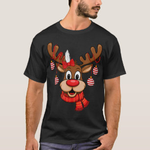 Camiseta Adorable Reno Ciervo Navidad Nariz Roja Rudolph Na