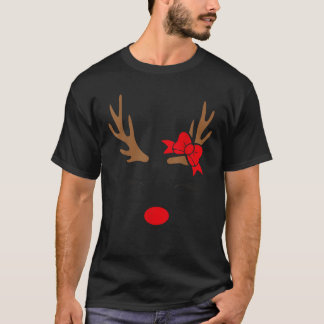 Camiseta Adorable Reno Con Lazo Para Niñas Regalo De Navida