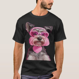 Camiseta Adorable Schnauzer en miniatura, gafas de sol rosa